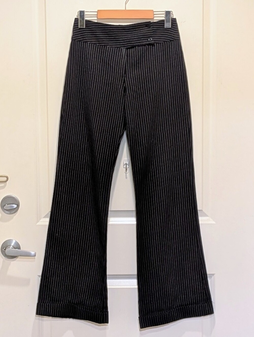 EUC FourX 4 Vintage Y2K Pinstripe Boot Cut Cuffed Trousers